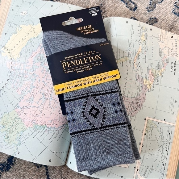 Pendleton Heritage Blue Light Cushion Moisture Wicking Soft Lambswool Crew Socks - Picture 11 of 11